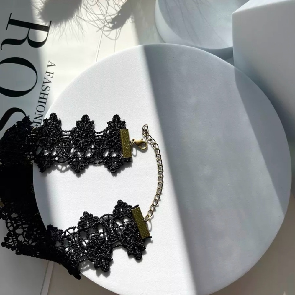 New Vintage Choker Necklace Black Sapphire Gothic - Picture 6 of 8
